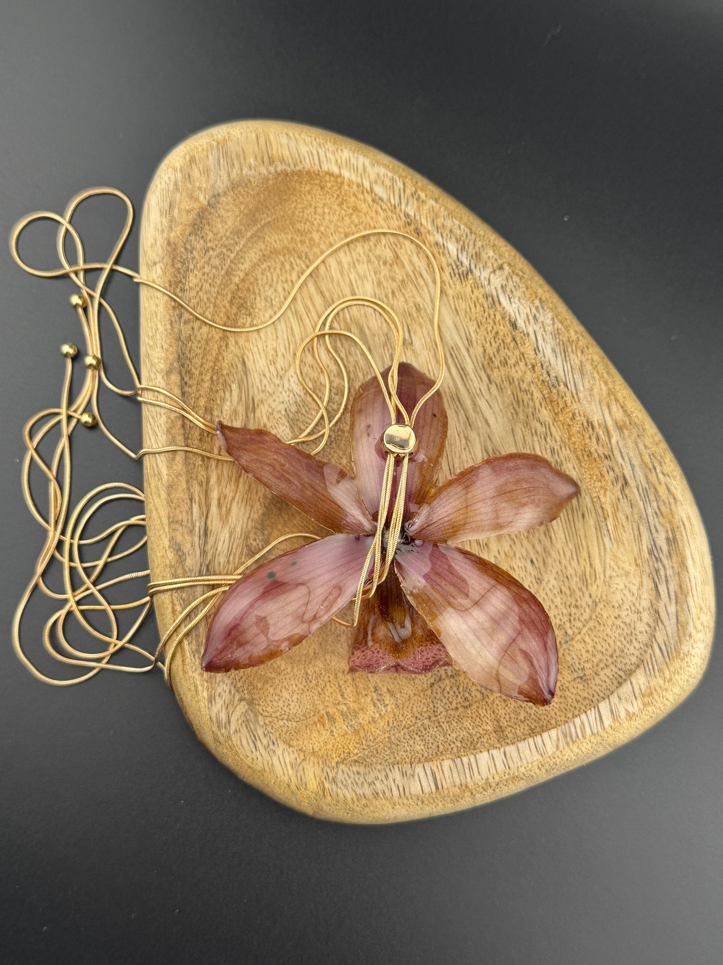 Echte Orchideenkette silberfarben, Position der Blüte ist verstellbar #605