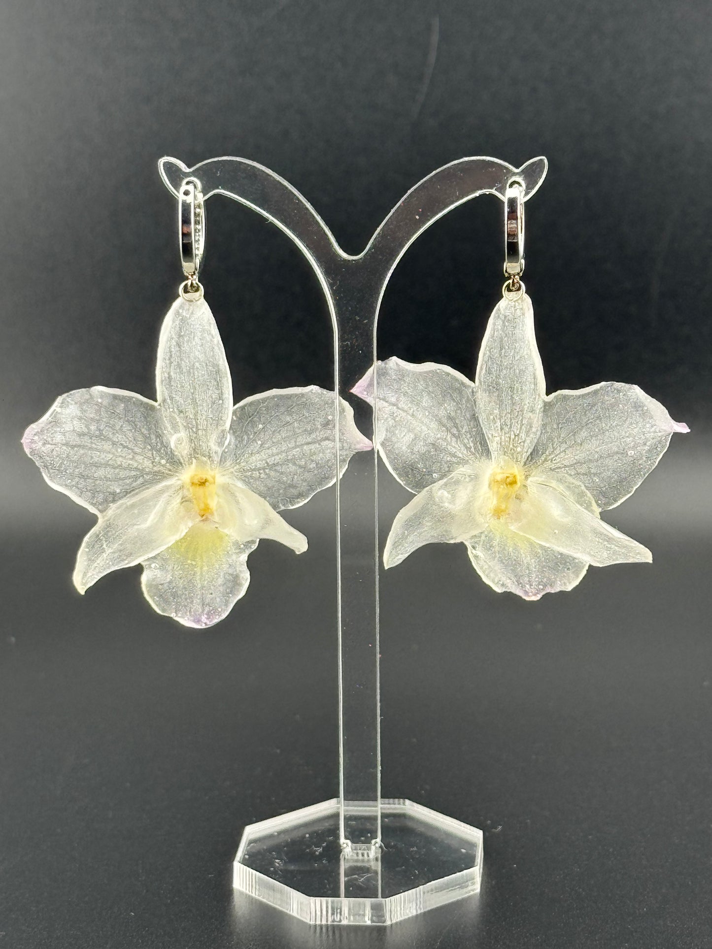 Echte Blütenohrringe aus Orchideen - Handgefertigt mit UV Harz #608