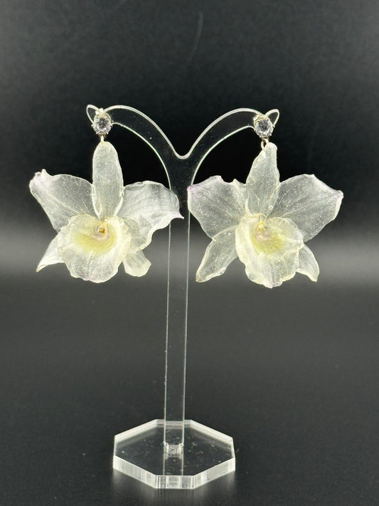 Echte Blütenohrringe aus Orchideen - Handgefertigt mit UV Harz #609