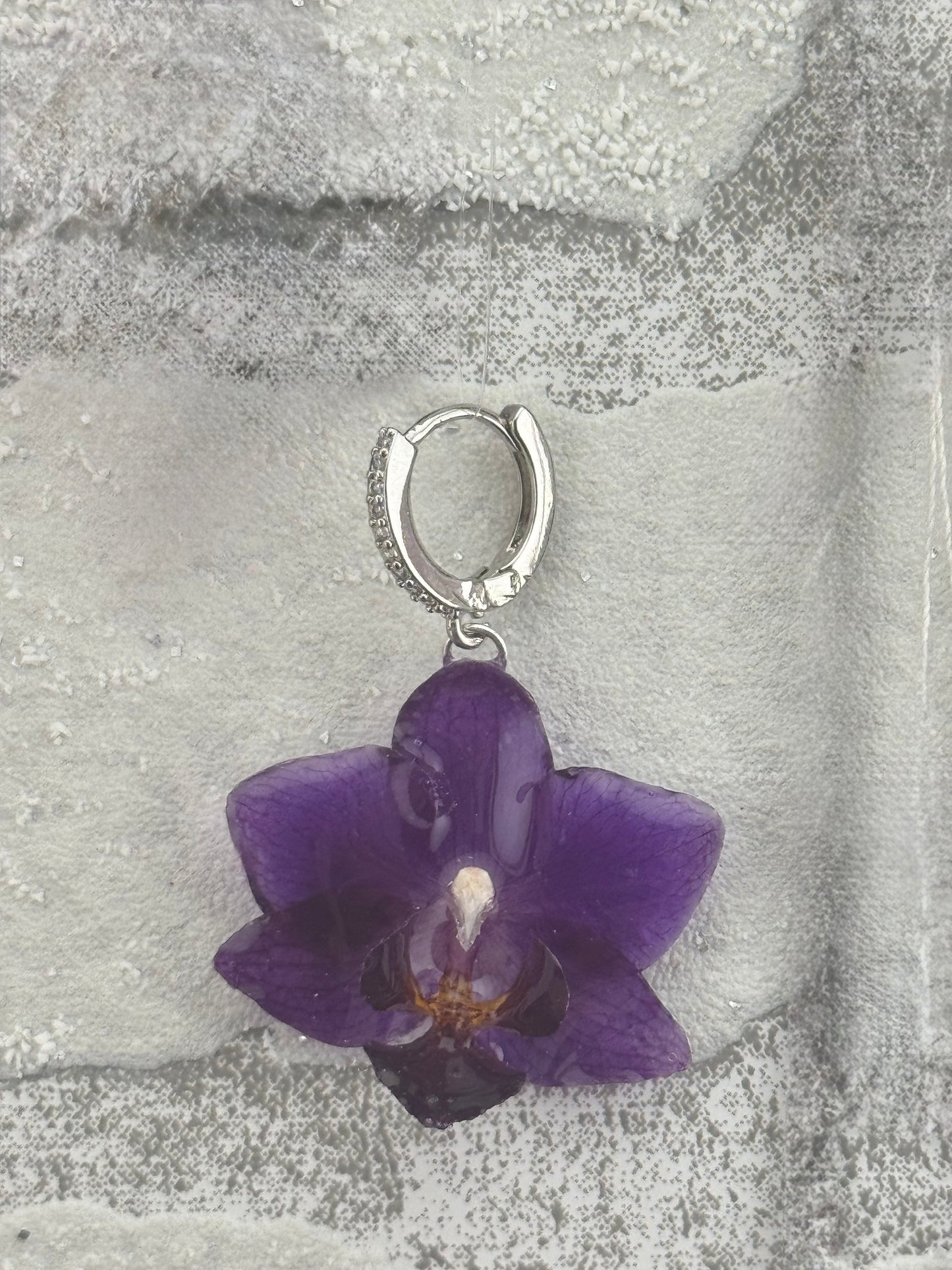 Echte Blütenohrringe aus Orchideen - Handgefertigt mit UV Harz #503