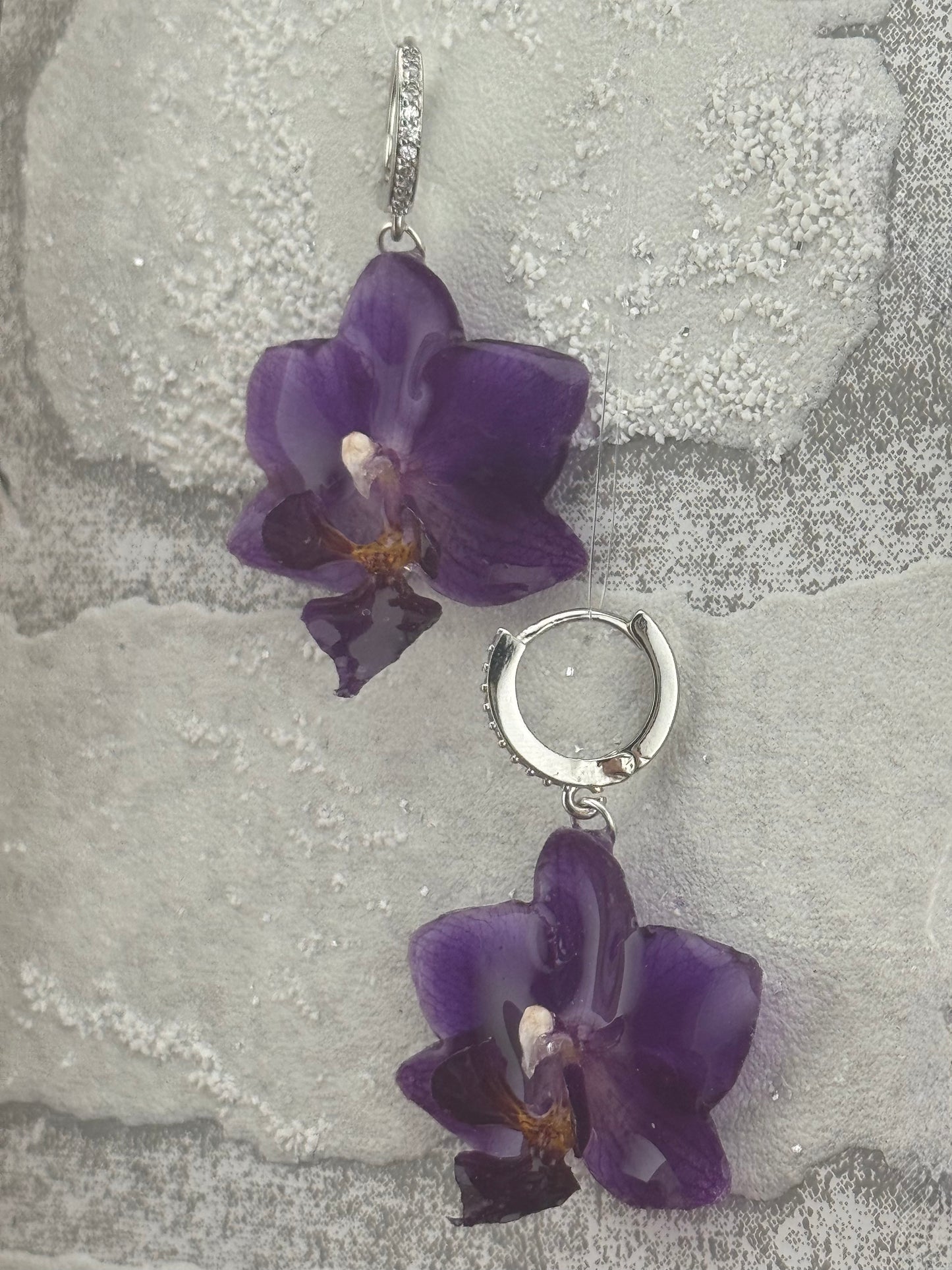 Echte Blütenohrringe aus Orchideen - Handgefertigt mit UV Harz #503