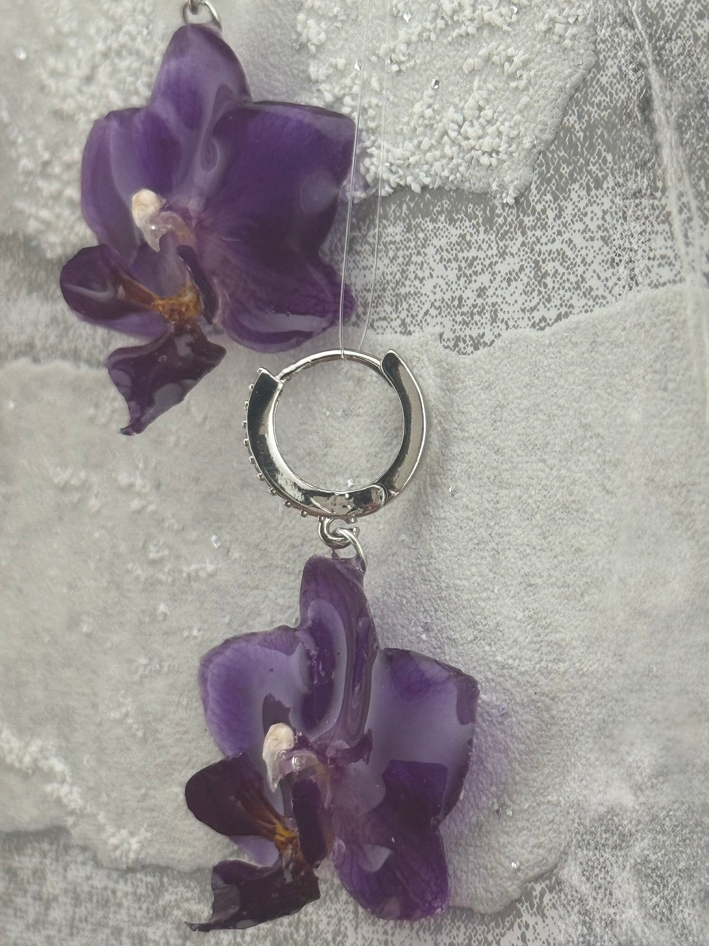 Echte Blütenohrringe aus Orchideen - Handgefertigt mit UV Harz #503