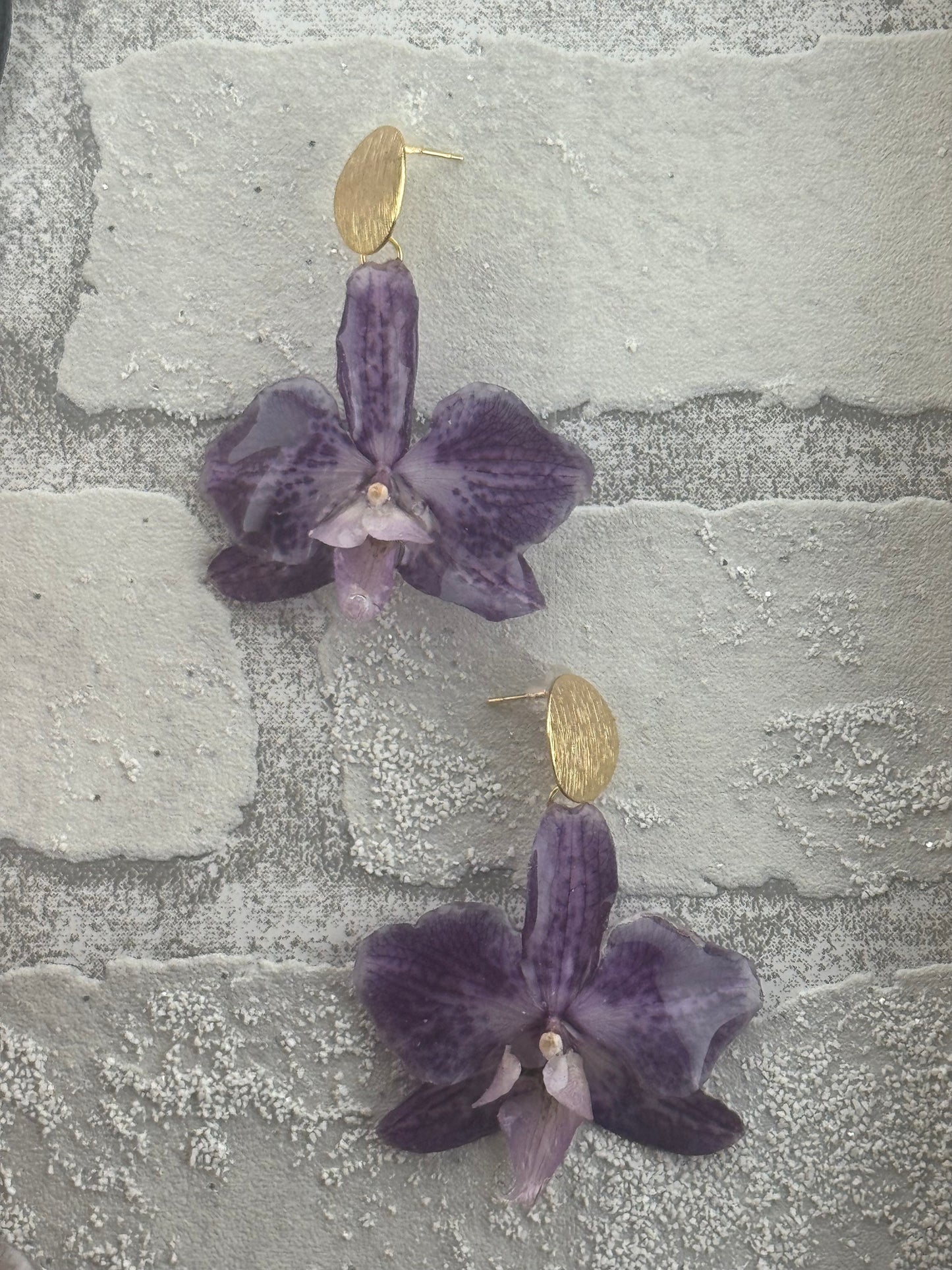Echte Blütenohrringe aus Orchideen - Handgefertigt mit UV Harz #504