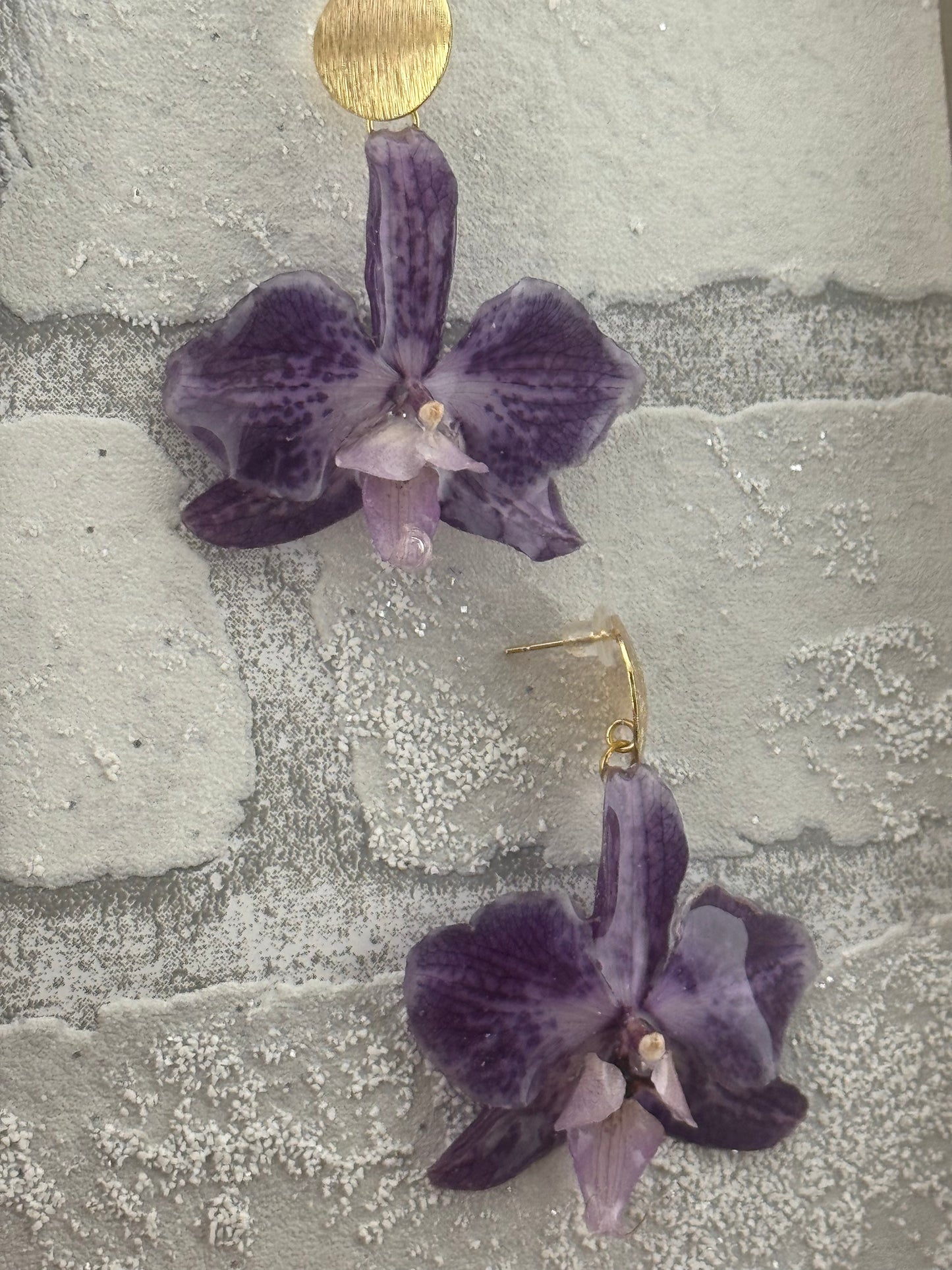 Echte Blütenohrringe aus Orchideen - Handgefertigt mit UV Harz #504