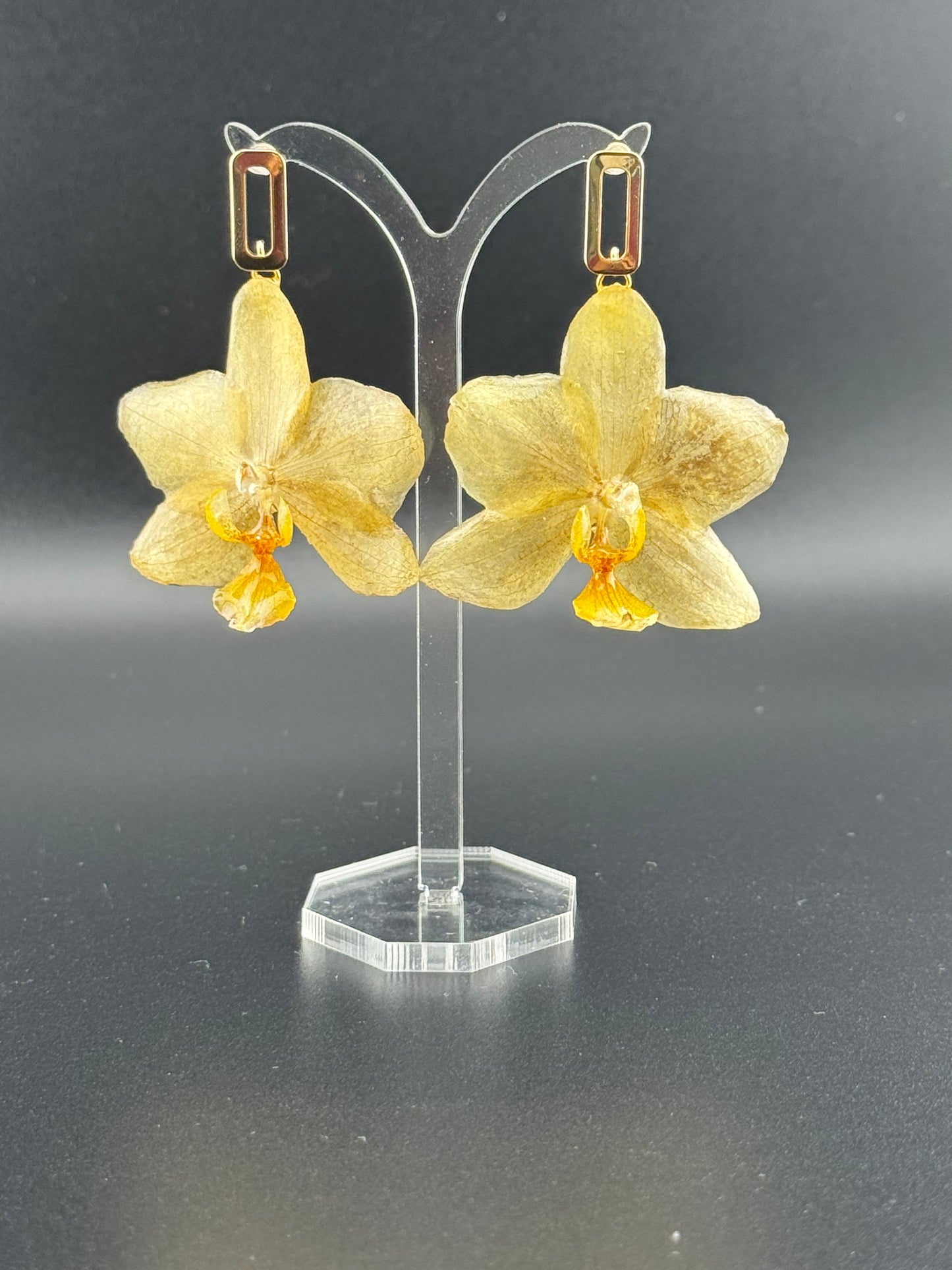 Echte Blütenohrringe aus Orchideen - Handgefertigt mit UV Harz #407