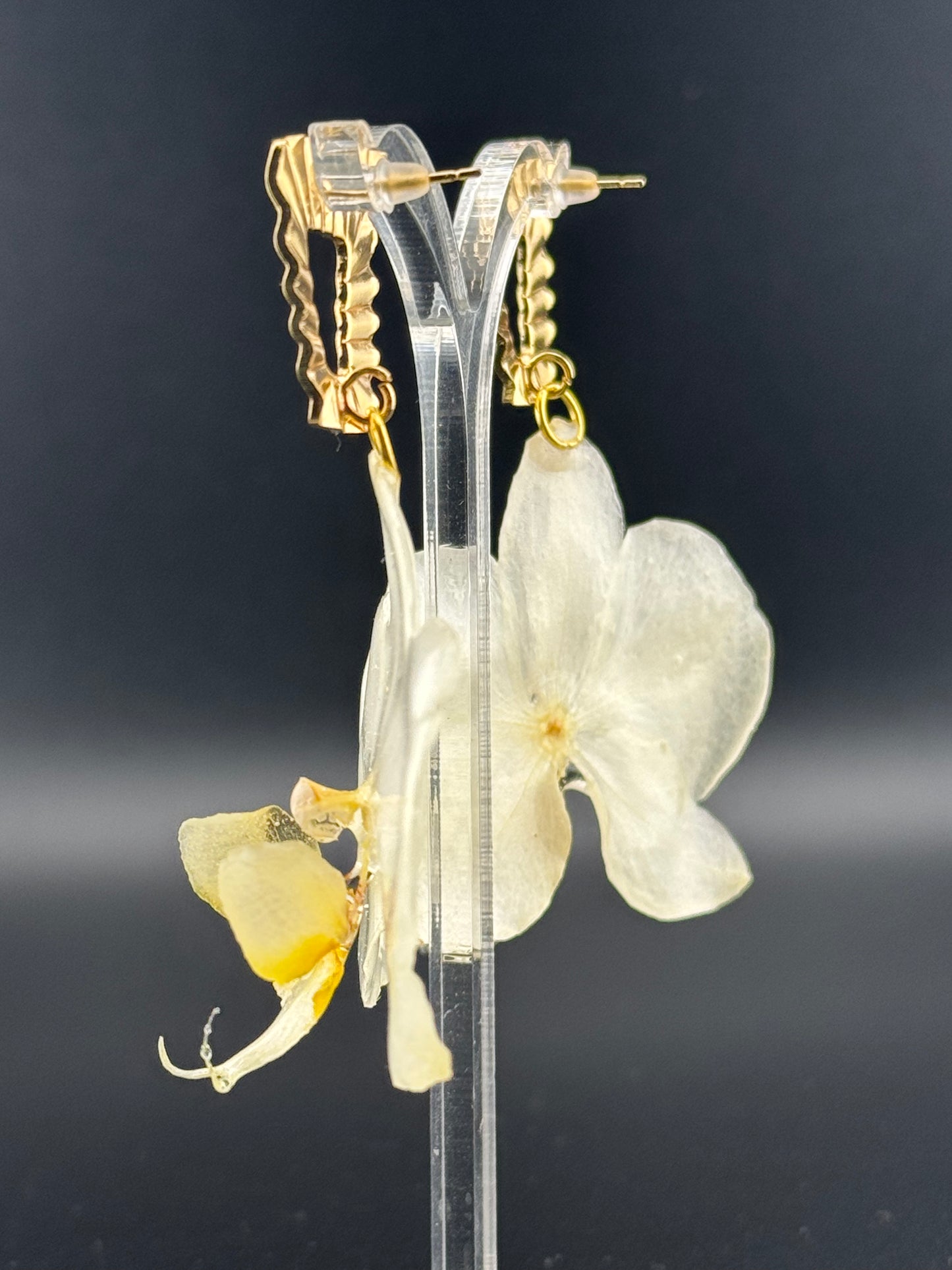 Echte Blütenohrringe aus Orchideen - Handgefertigt mit UV Harz #408