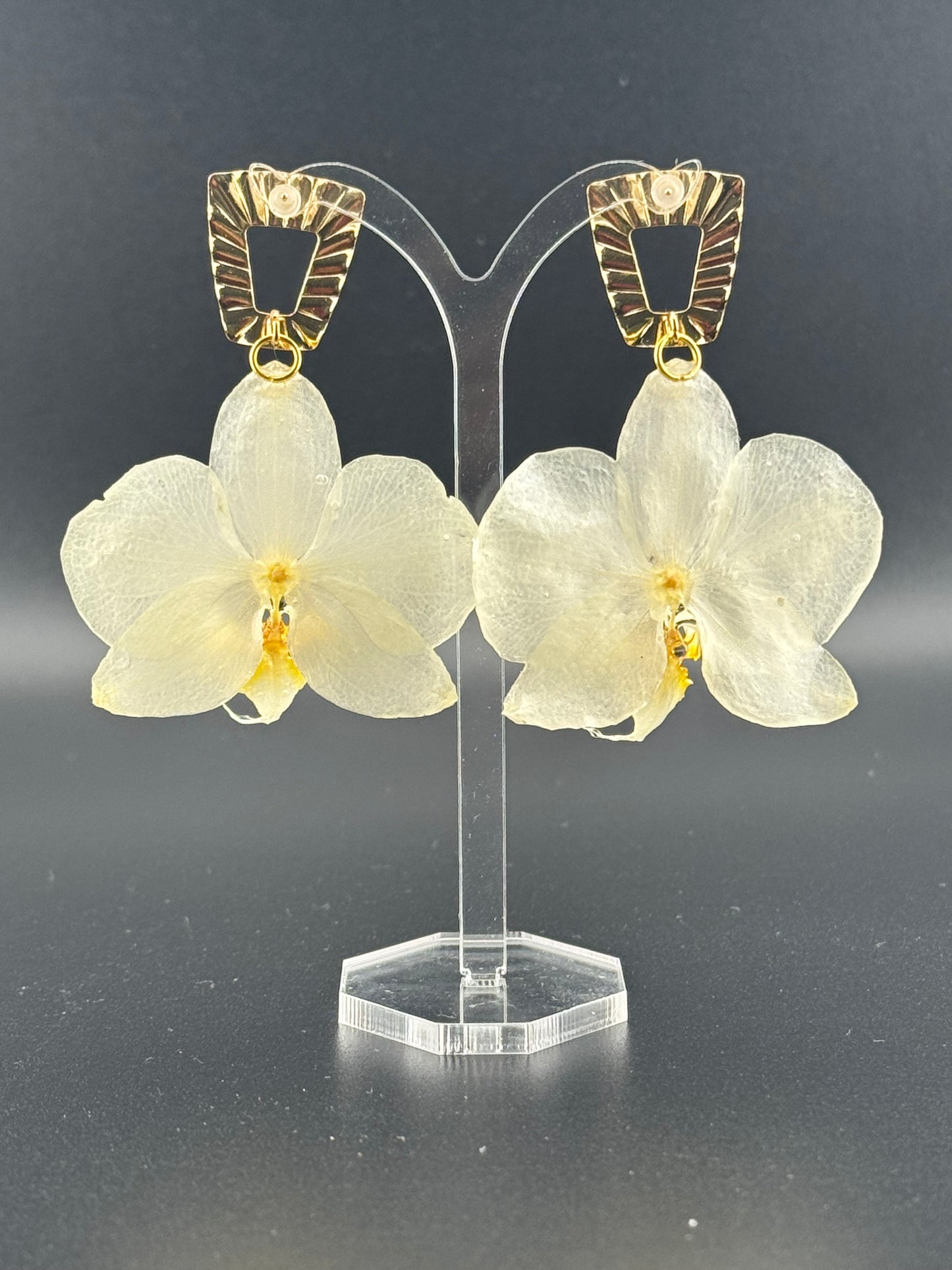 Echte Blütenohrringe aus Orchideen - Handgefertigt mit UV Harz #408
