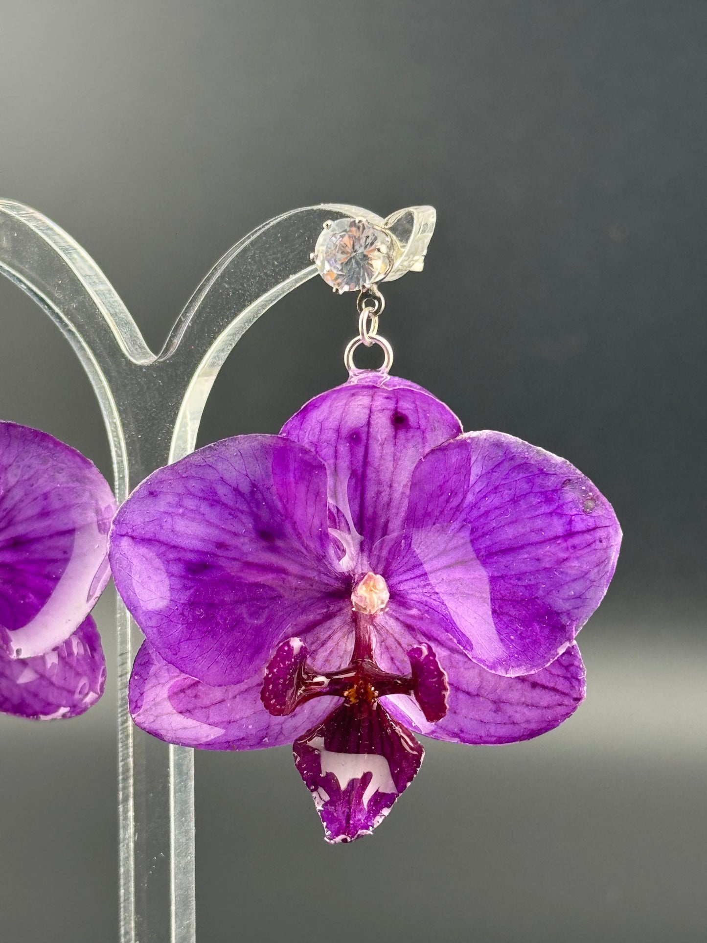 Echte Blütenohrringe aus Orchideen - Handgefertigt mit UV Harz #409
