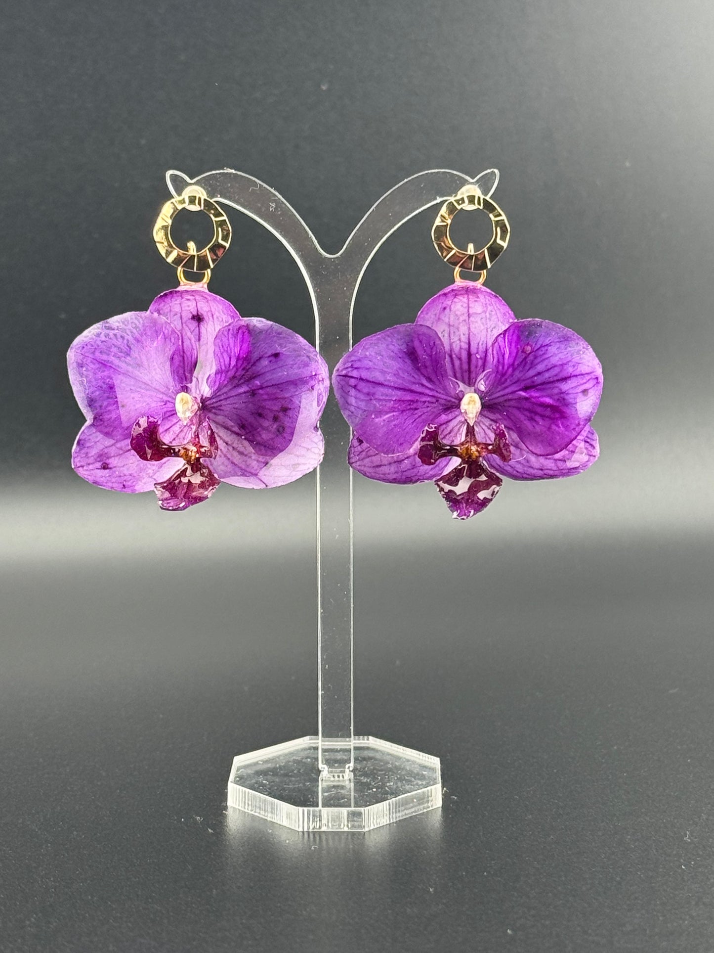 Echte Blütenohrringe aus Orchideen - Handgefertigt mit UV Harz #411