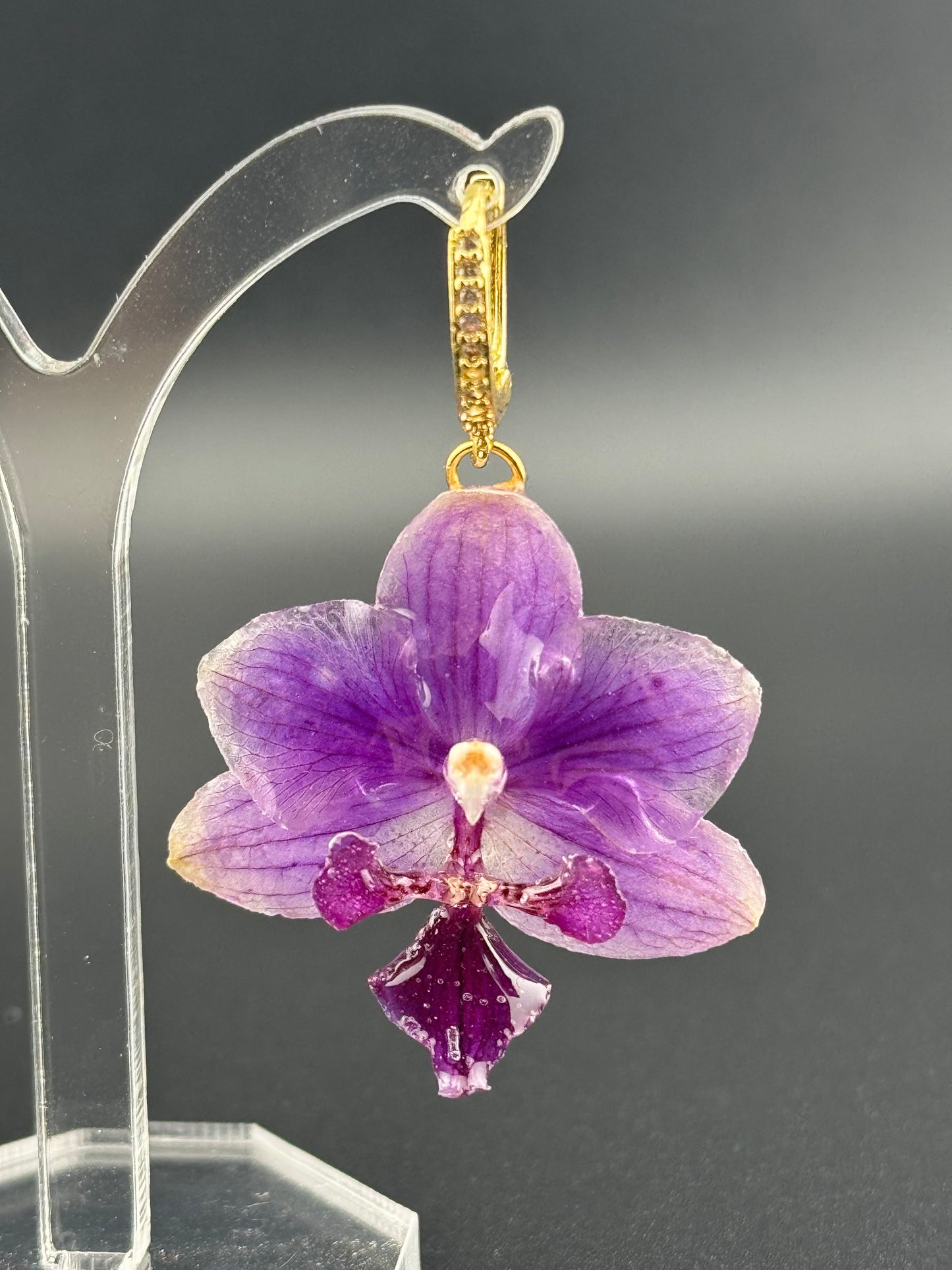 Echte Blütenohrringe aus Orchideen - Handgefertigt mit UV Harz #412