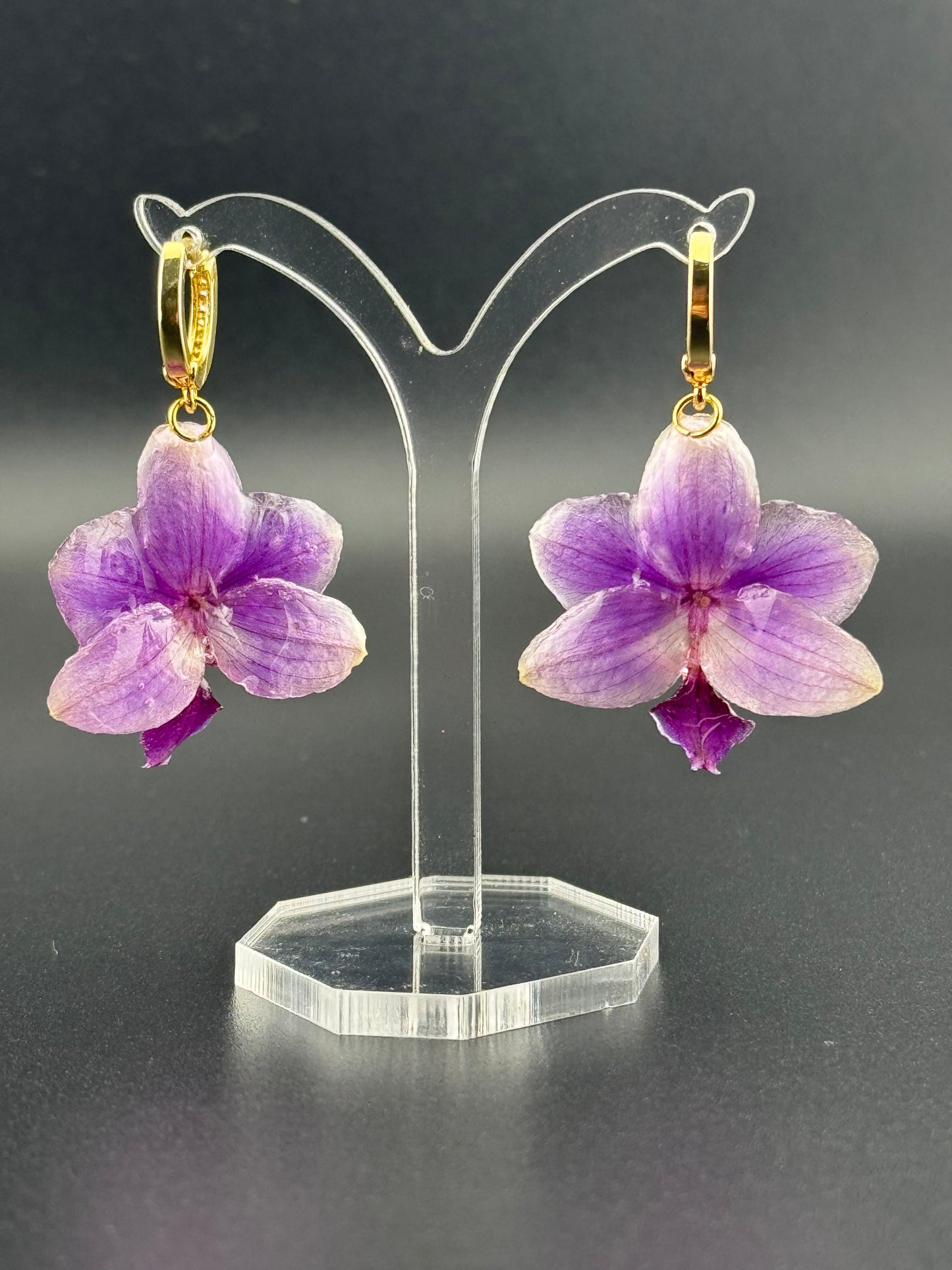Echte Blütenohrringe aus Orchideen - Handgefertigt mit UV Harz #412