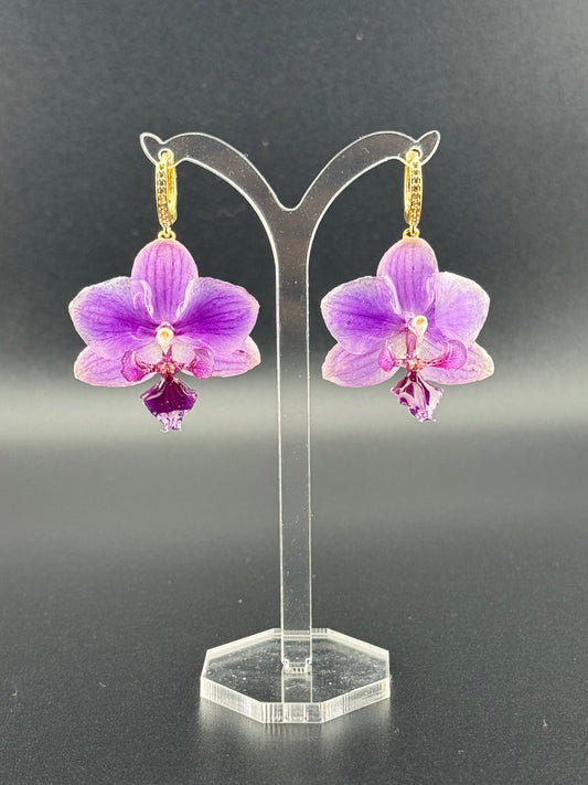 Echte Blütenohrringe aus Orchideen - Handgefertigt mit UV Harz #413