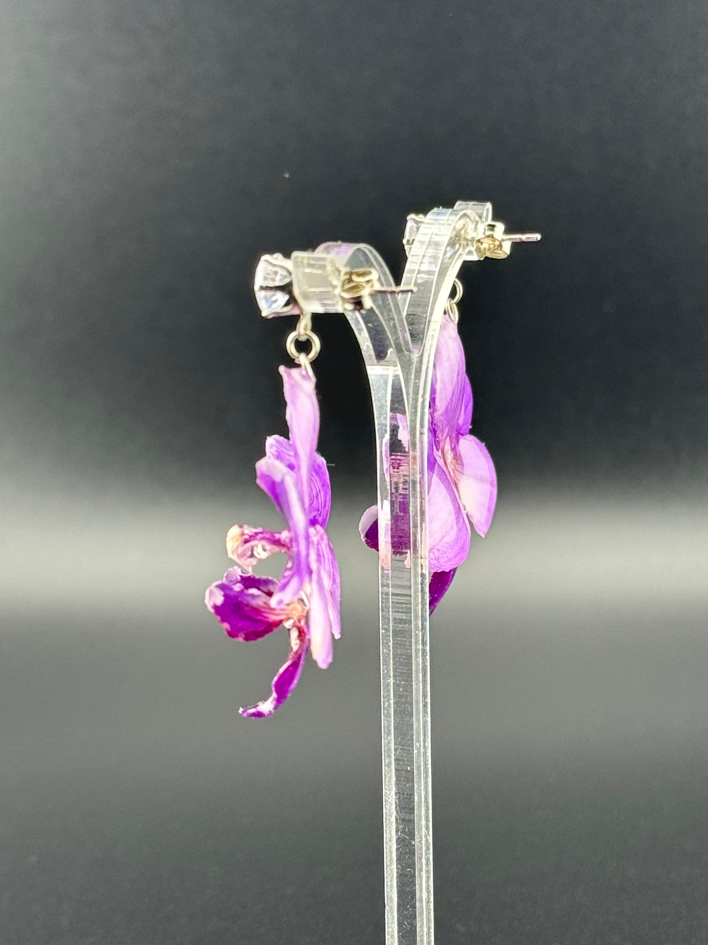 Echte Blütenohrringe aus Orchideen - Handgefertigt mit UV Harz #415