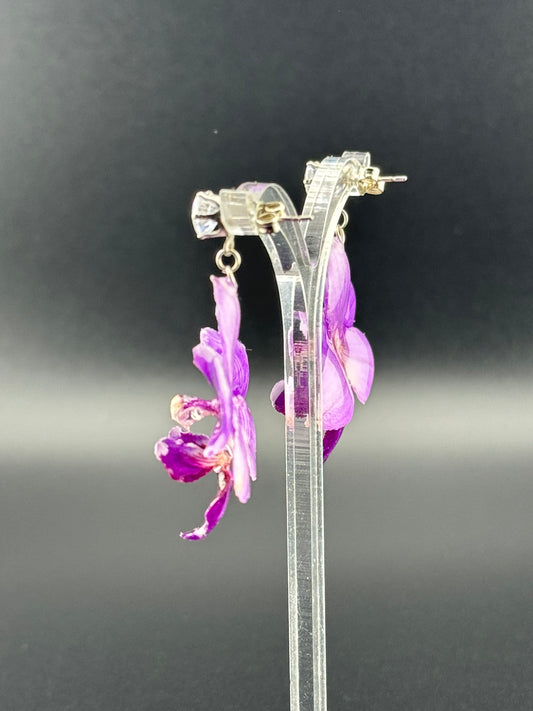 Echte Blütenohrringe aus Orchideen - Handgefertigt mit UV Harz #415