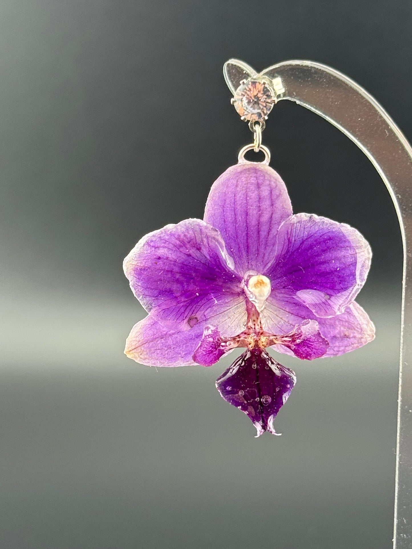 Echte Blütenohrringe aus Orchideen - Handgefertigt mit UV Harz #416
