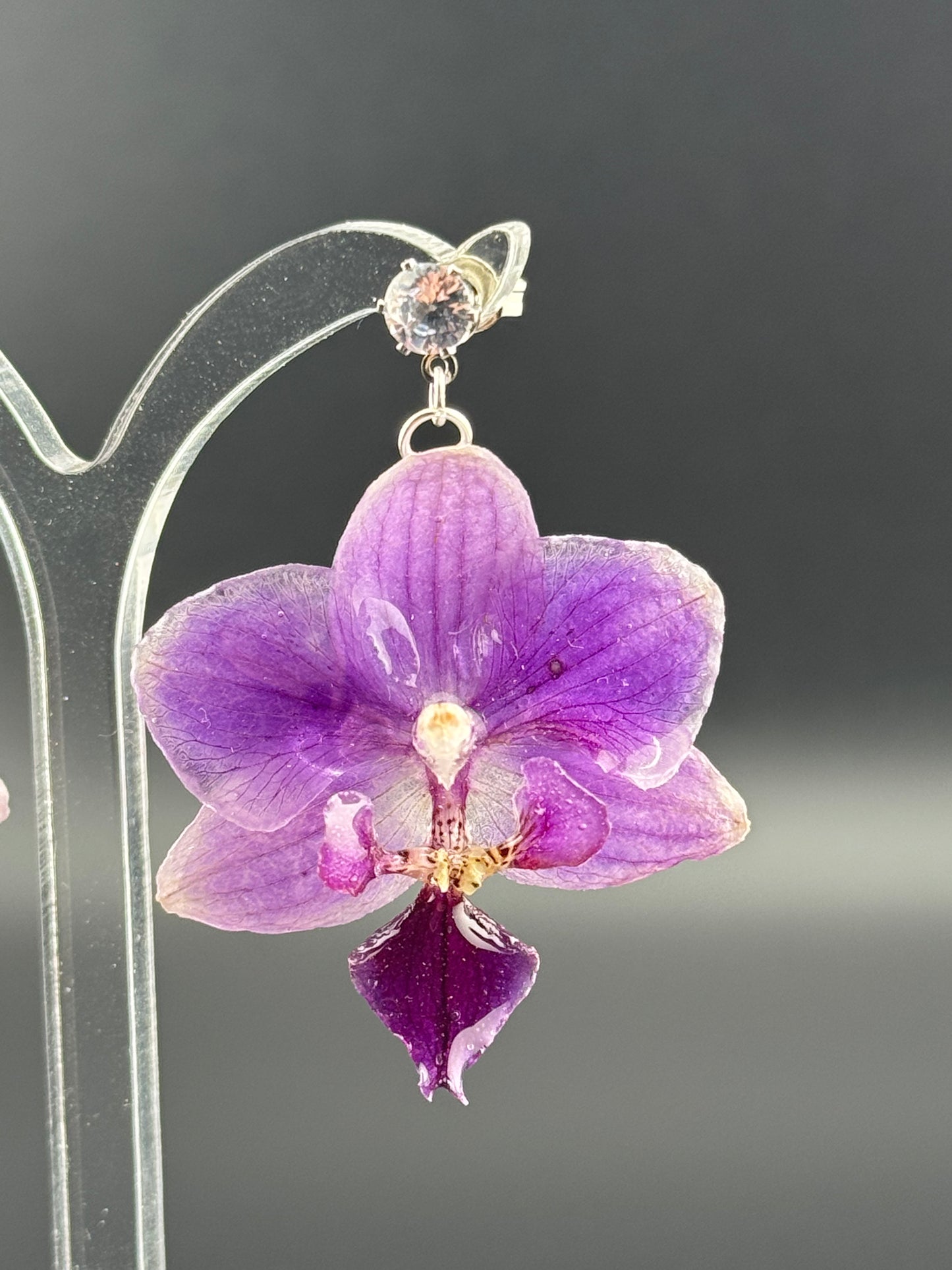 Echte Blütenohrringe aus Orchideen - Handgefertigt mit UV Harz #416