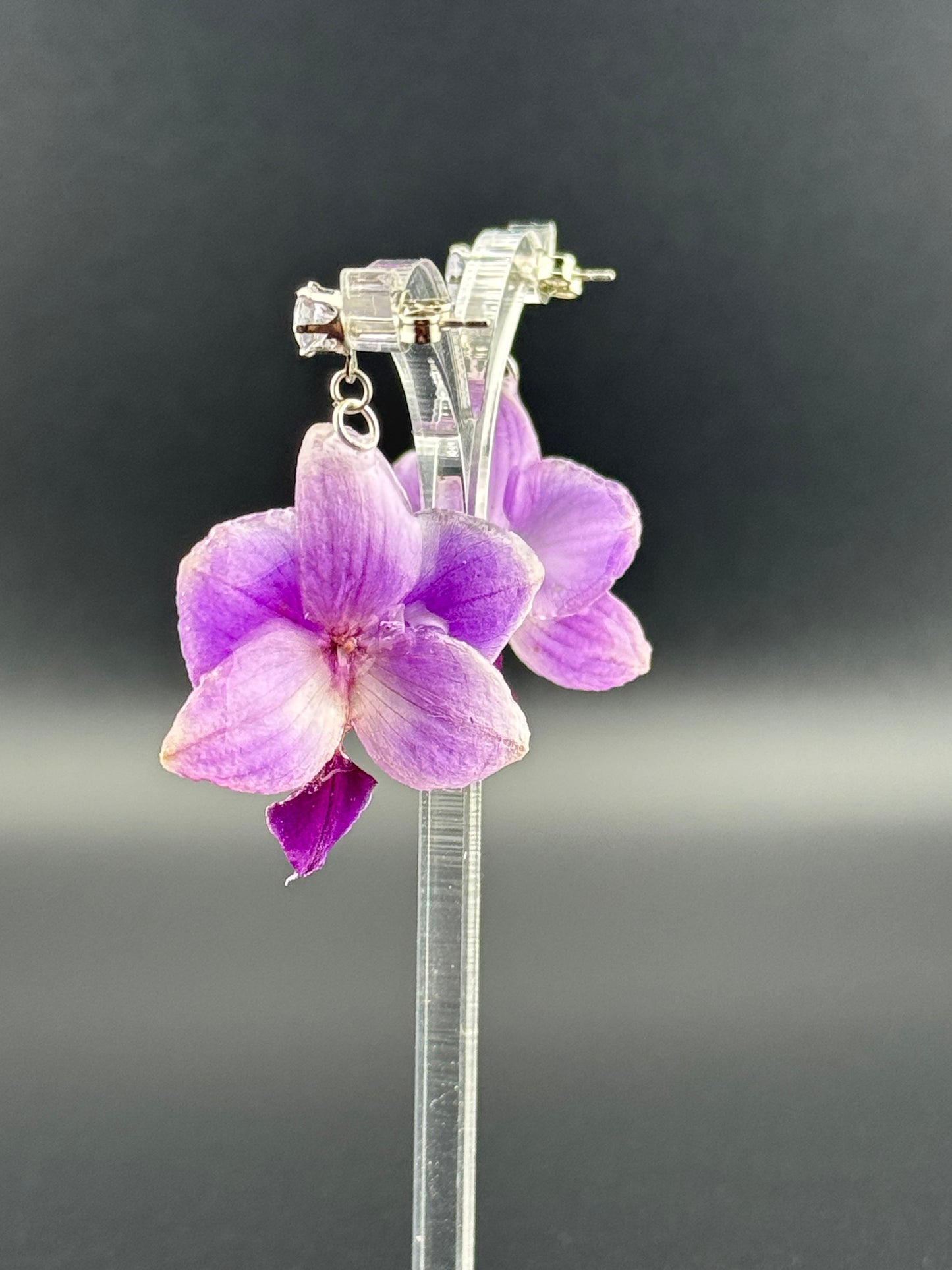 Echte Blütenohrringe aus Orchideen - Handgefertigt mit UV Harz #416