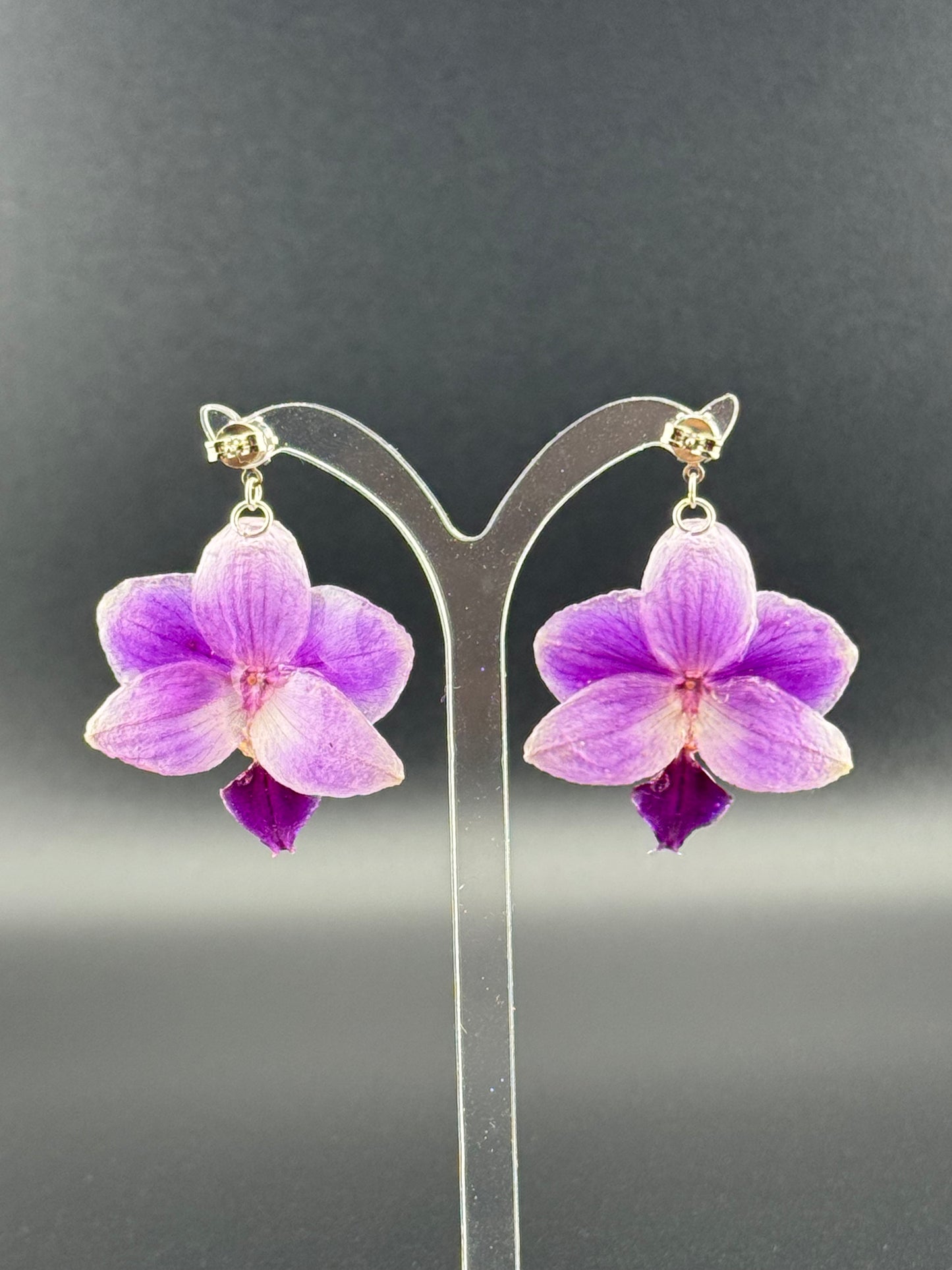 Echte Blütenohrringe aus Orchideen - Handgefertigt mit UV Harz #416