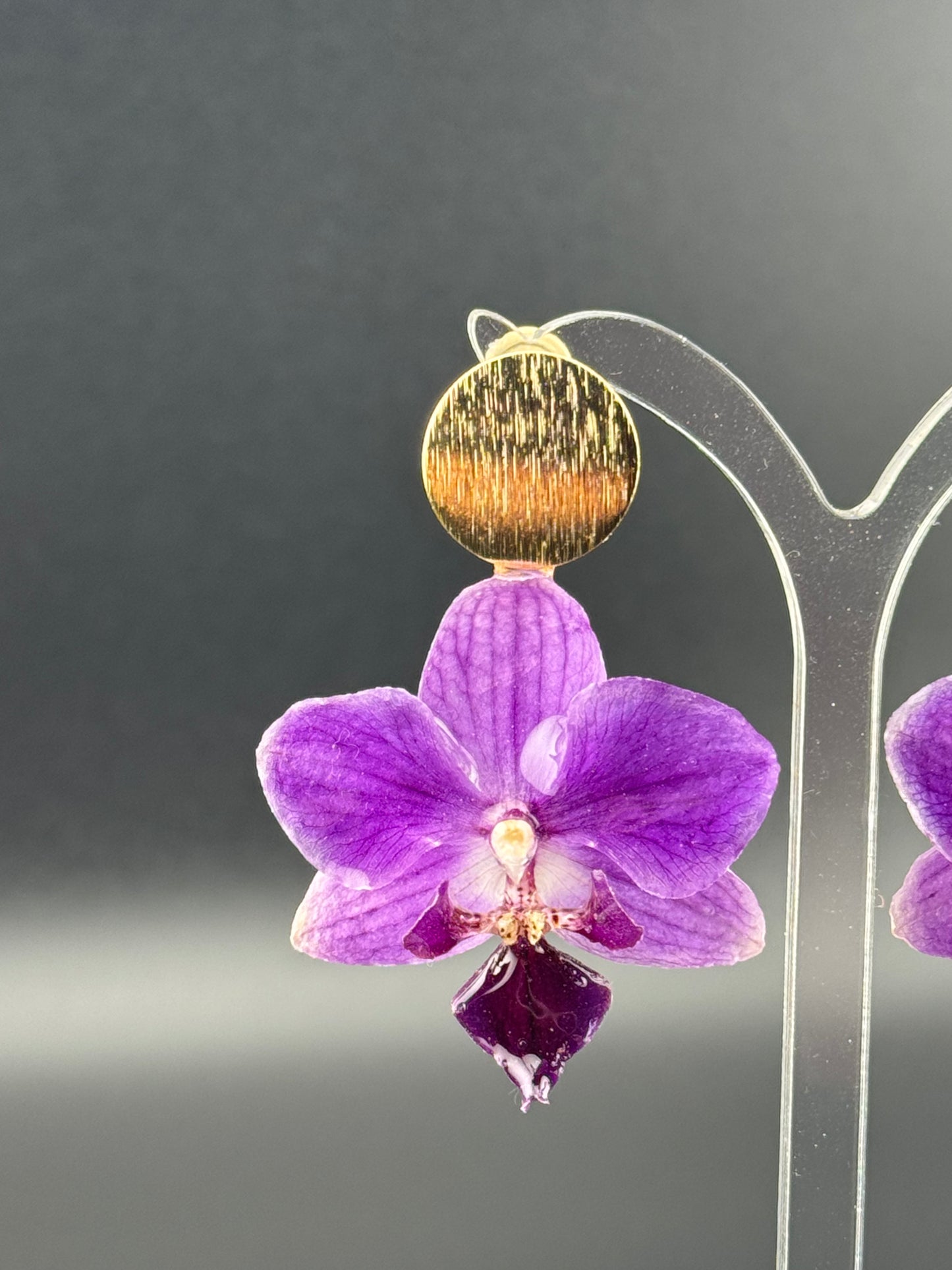 Echte Blütenohrringe aus Orchideen - Handgefertigt mit UV Harz #417