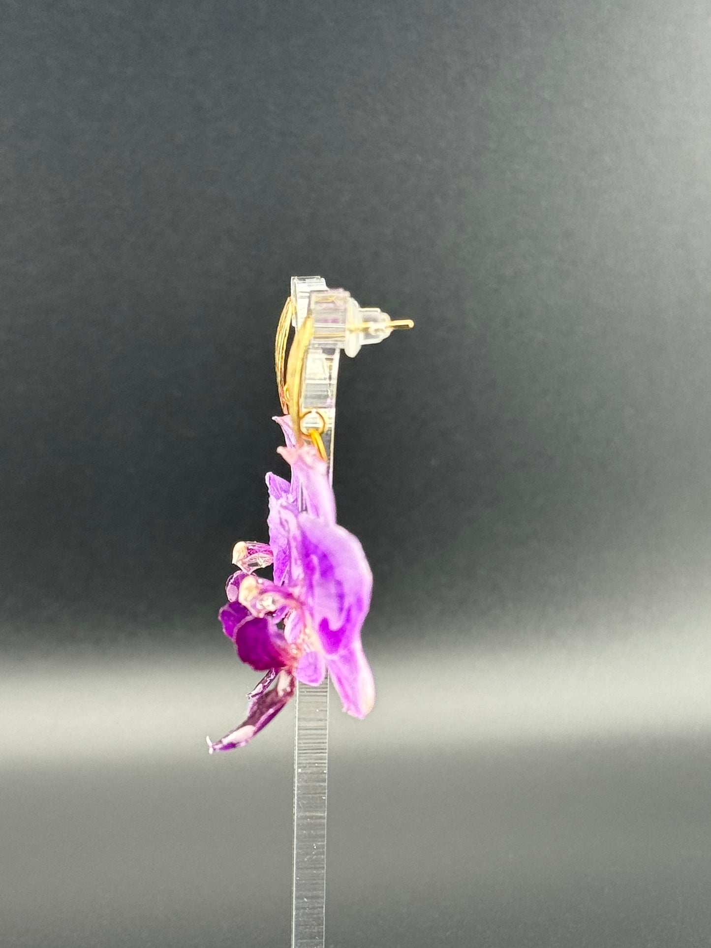 Echte Blütenohrringe aus Orchideen - Handgefertigt mit UV Harz #417