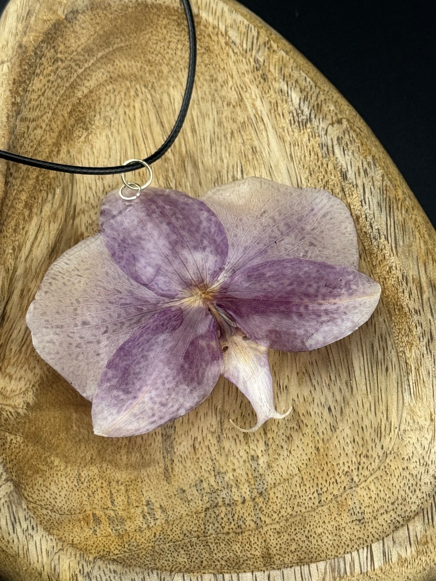 Echte Orchideenkette mit Lederband #600