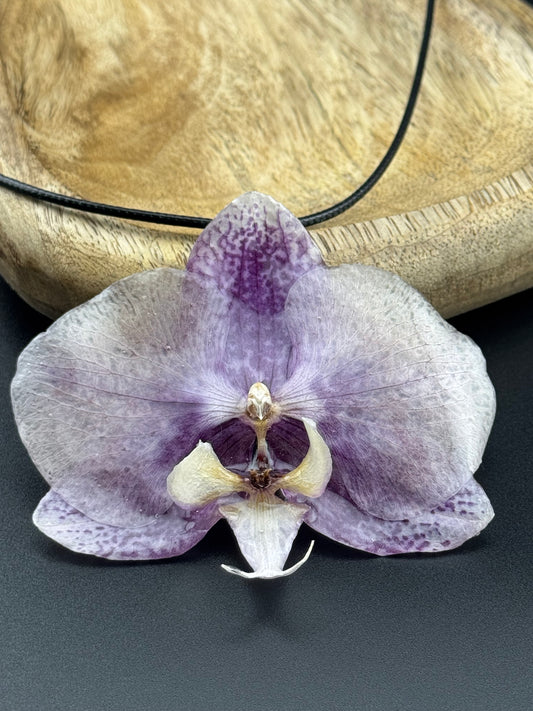 Echte Orchideenkette mit Lederband #600