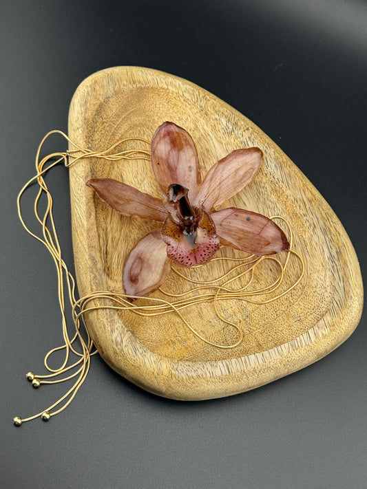 Echte Orchideenkette silberfarben, Position der Blüte ist verstellbar #605