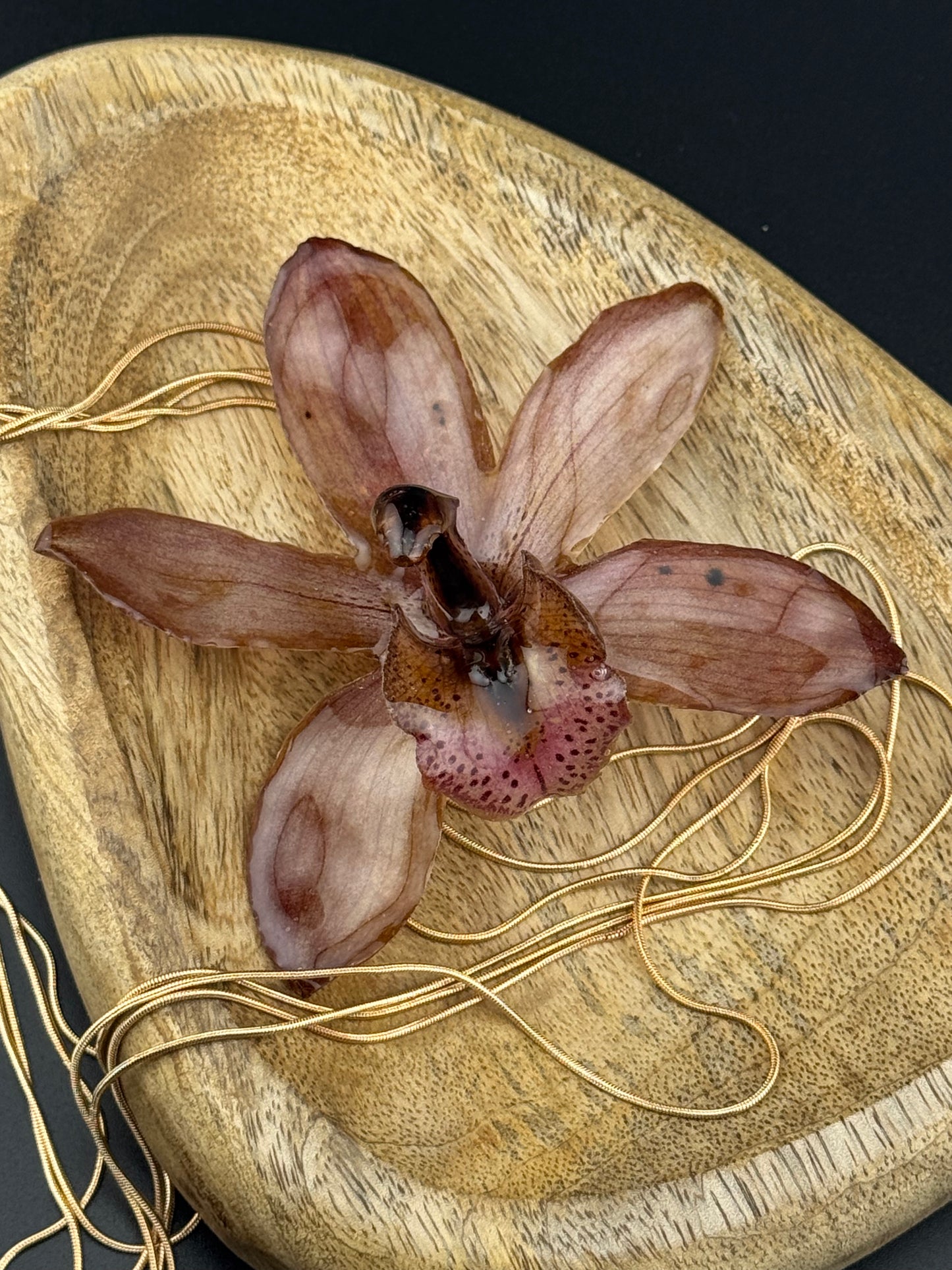 Echte Orchideenkette silberfarben, Position der Blüte ist verstellbar #605