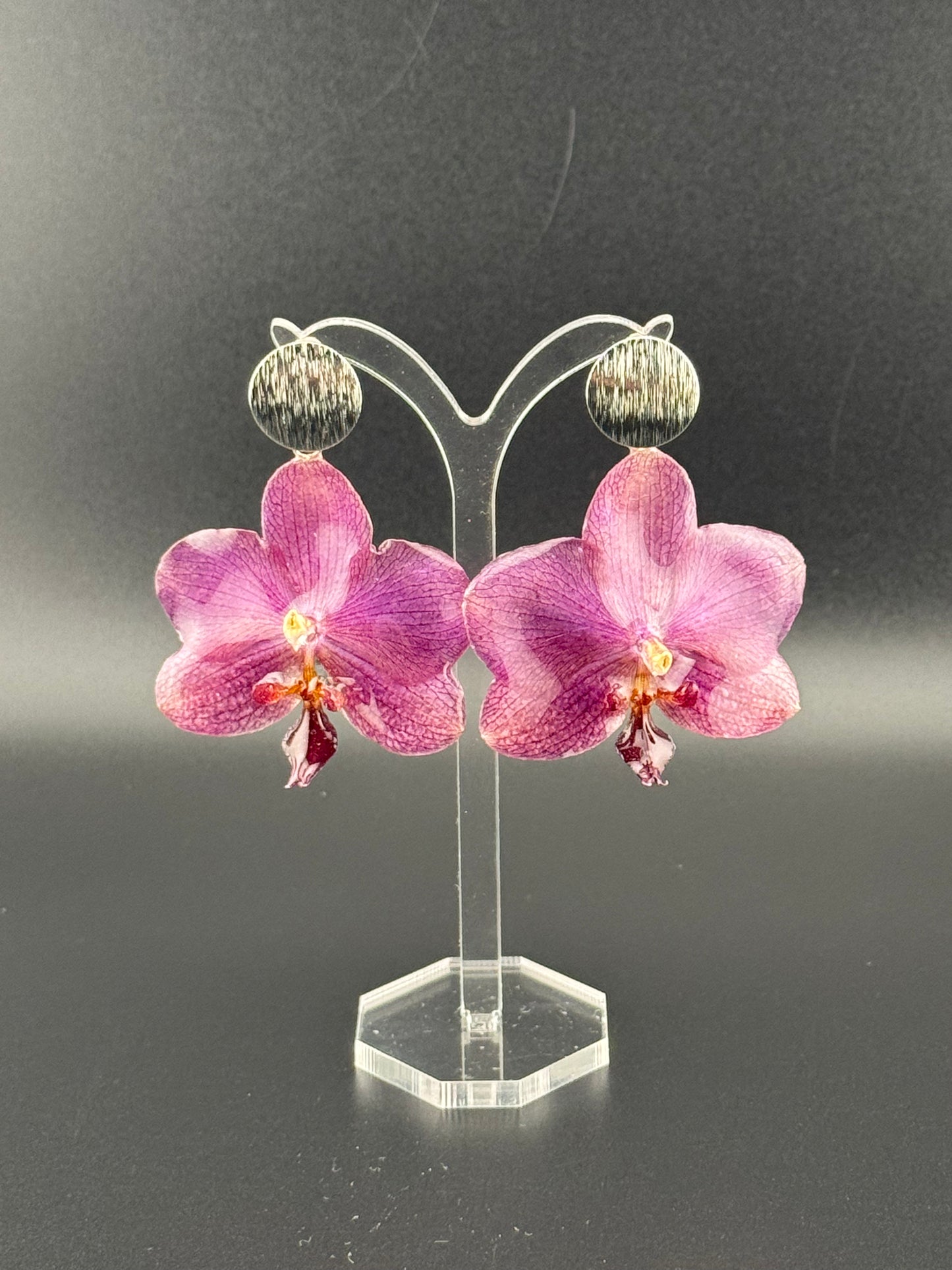 Echte Blütenohrringe aus Orchideen - Handgefertigt mit UV Harz #606