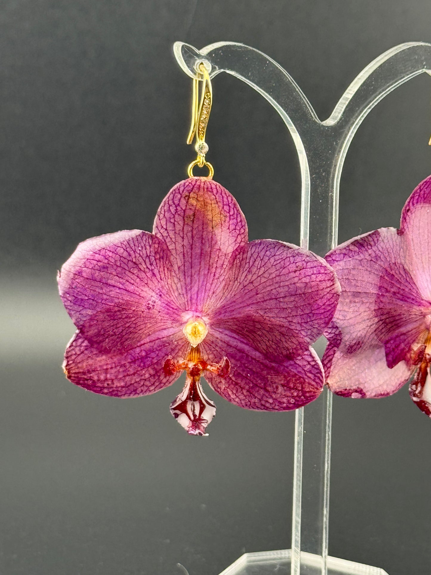 Echte Blütenohrringe aus Orchideen - Handgefertigt mit UV Harz #607