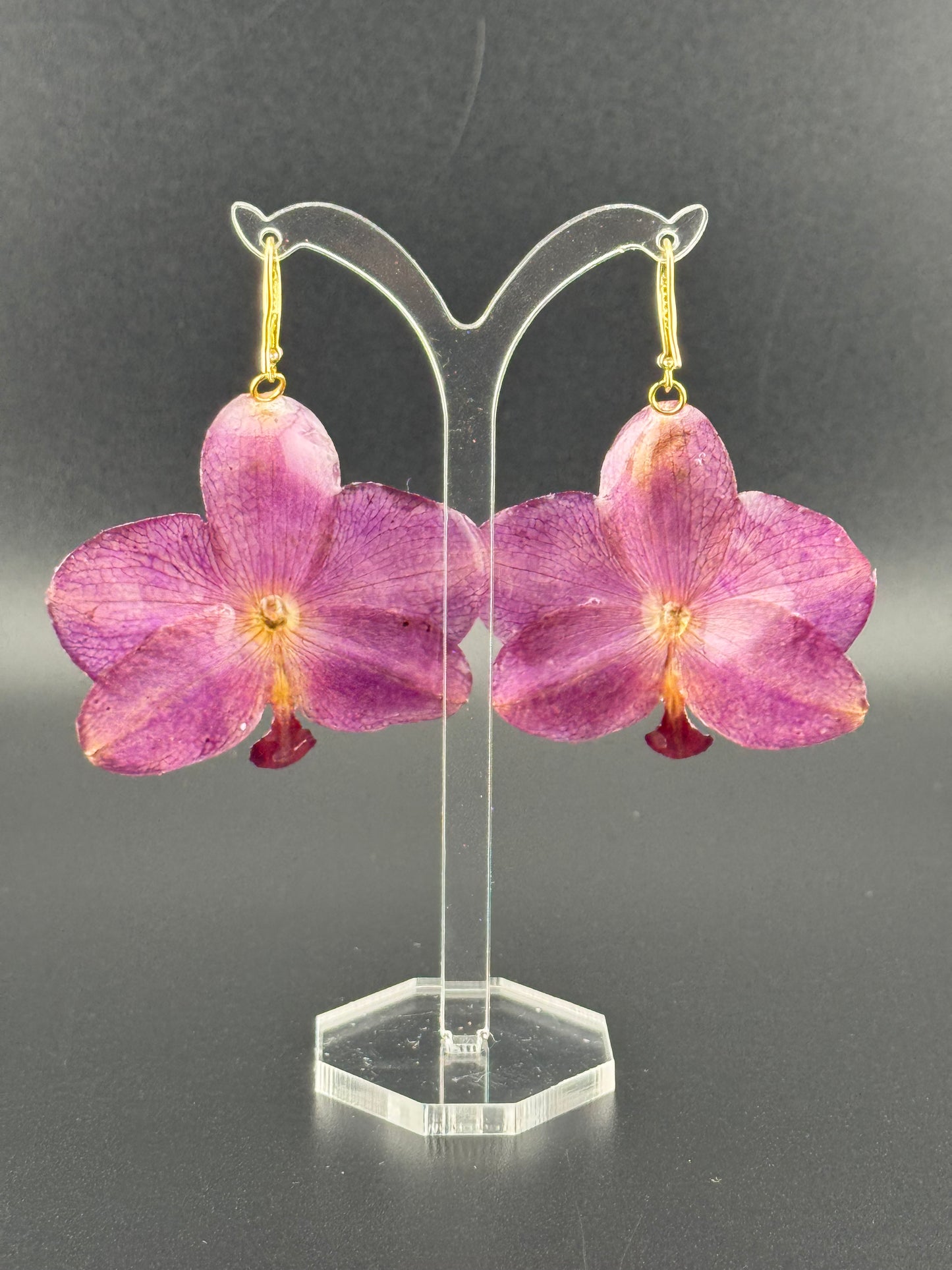 Echte Blütenohrringe aus Orchideen - Handgefertigt mit UV Harz #607