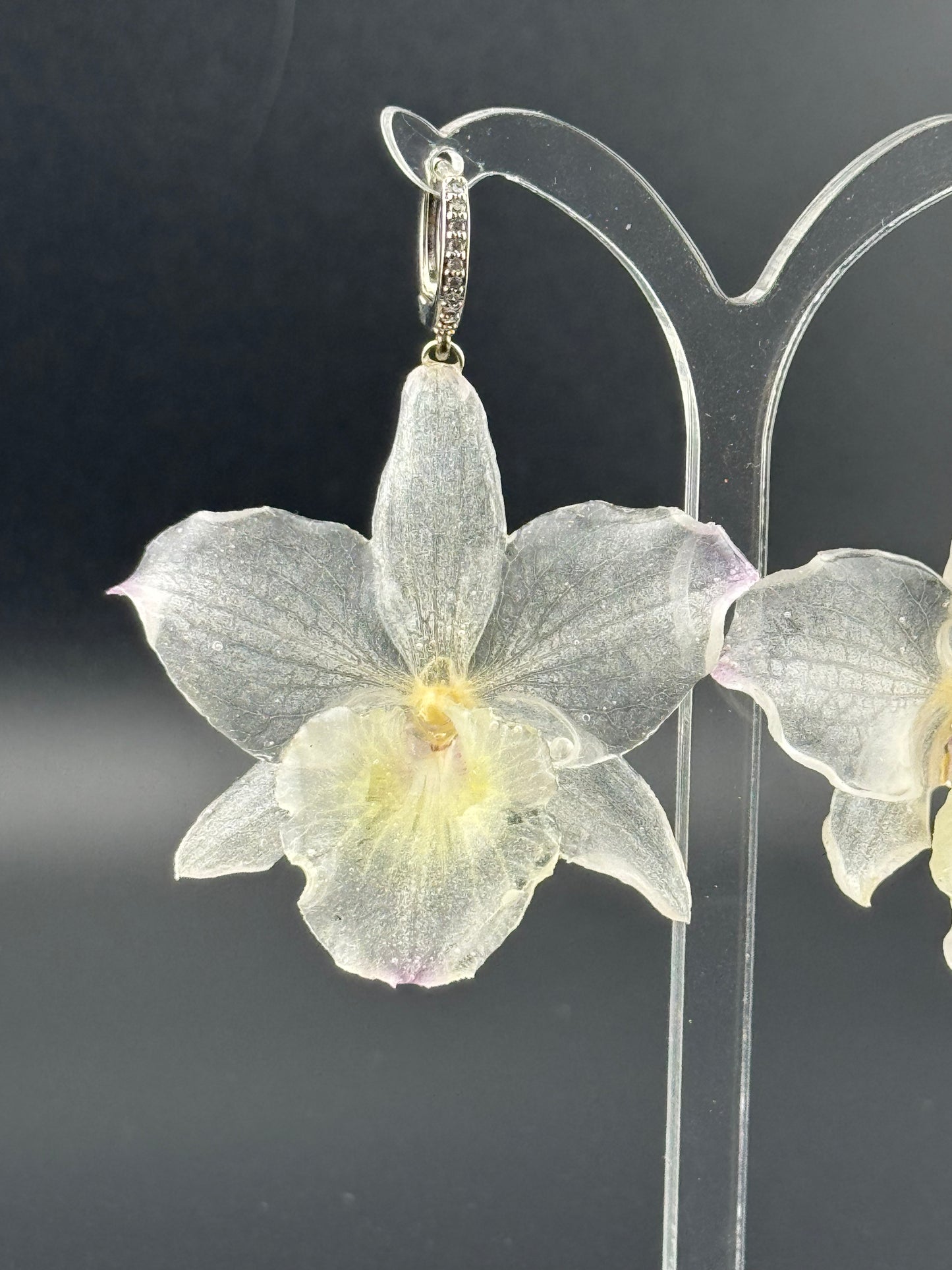 Echte Blütenohrringe aus Orchideen - Handgefertigt mit UV Harz #608