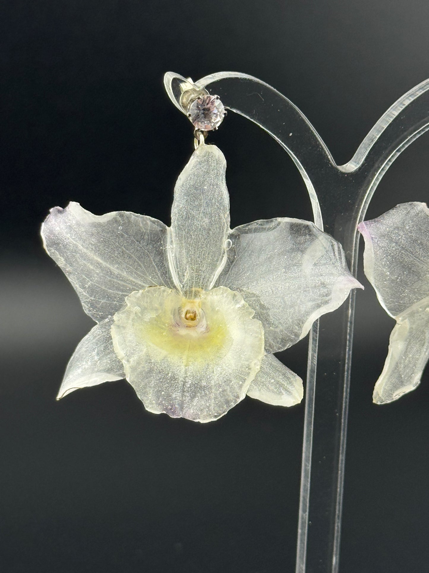 Echte Blütenohrringe aus Orchideen - Handgefertigt mit UV Harz #609