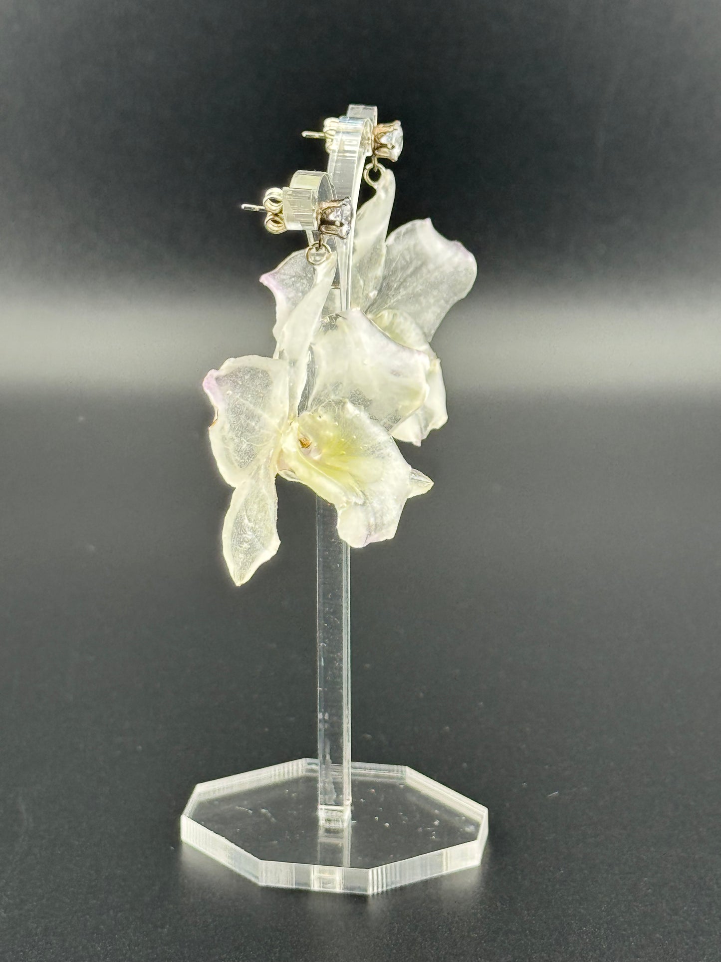 Echte Blütenohrringe aus Orchideen - Handgefertigt mit UV Harz #609