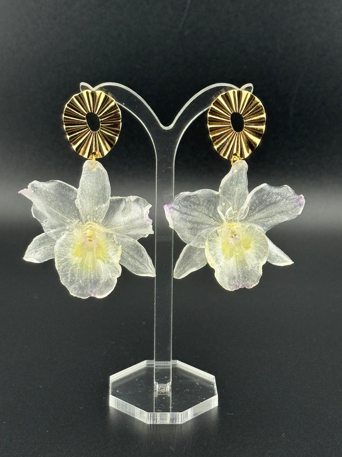 Echte Blütenohrringe aus Orchideen - Handgefertigt mit UV Harz #610