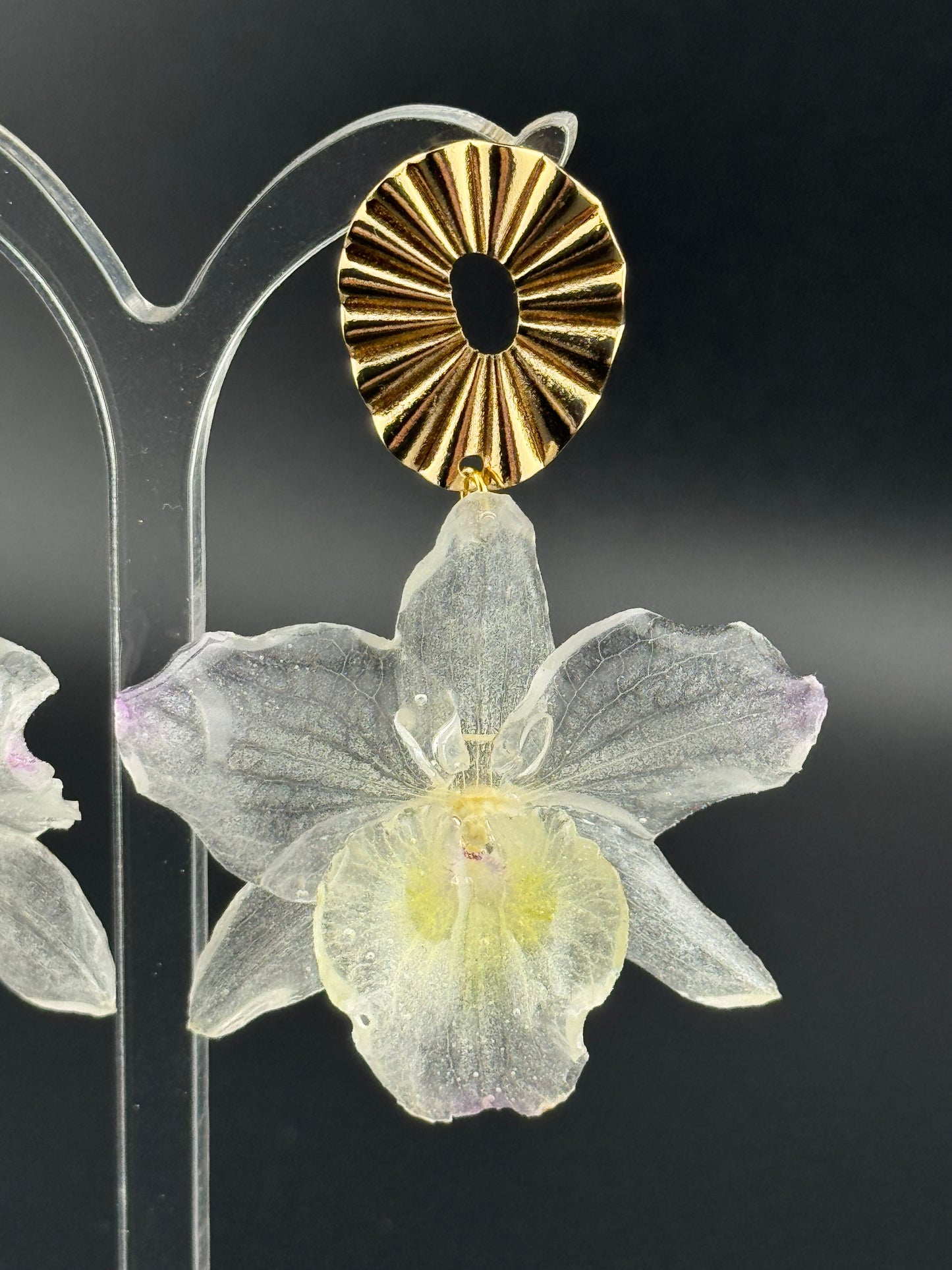 Echte Blütenohrringe aus Orchideen - Handgefertigt mit UV Harz #610