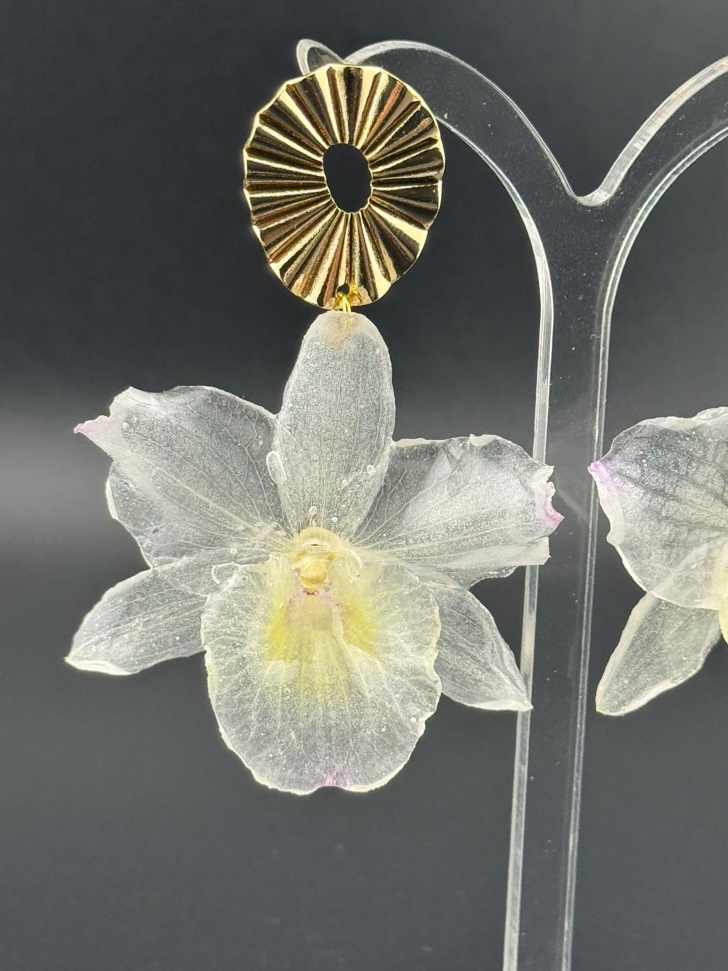 Echte Blütenohrringe aus Orchideen - Handgefertigt mit UV Harz #610