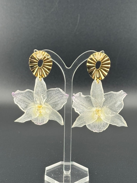Echte Blütenohrringe aus Orchideen - Handgefertigt mit UV Harz #610
