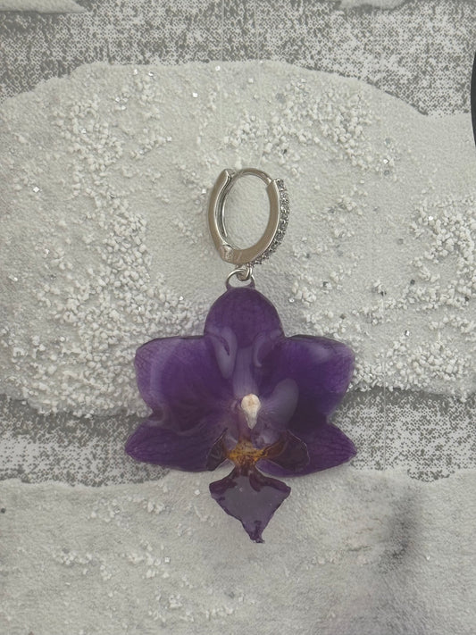 Echte Blütenohrringe aus Orchideen - Handgefertigt mit UV Harz #503