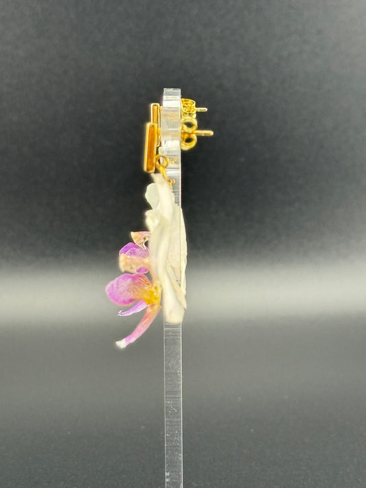 Echte Blütenohrringe aus Orchideen - Handgefertigt mit UV Harz #419