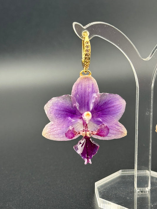 Echte Blütenohrringe aus Orchideen - Handgefertigt mit UV Harz #412
